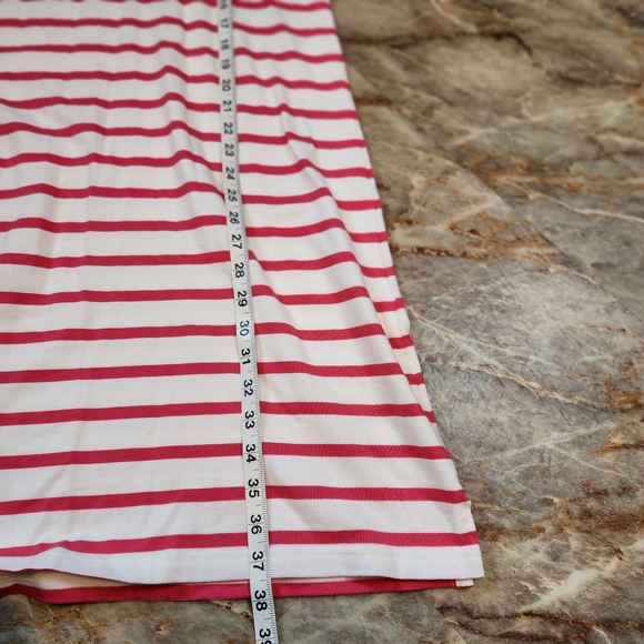 L.L. Bean NWOT cotton t shirt midi dress coral cream stripe M - Picture 8 of 8
